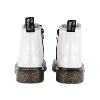 Dr Martens Junior 1460 Bex White / Pink Opalescent Shimmer Leather Boots