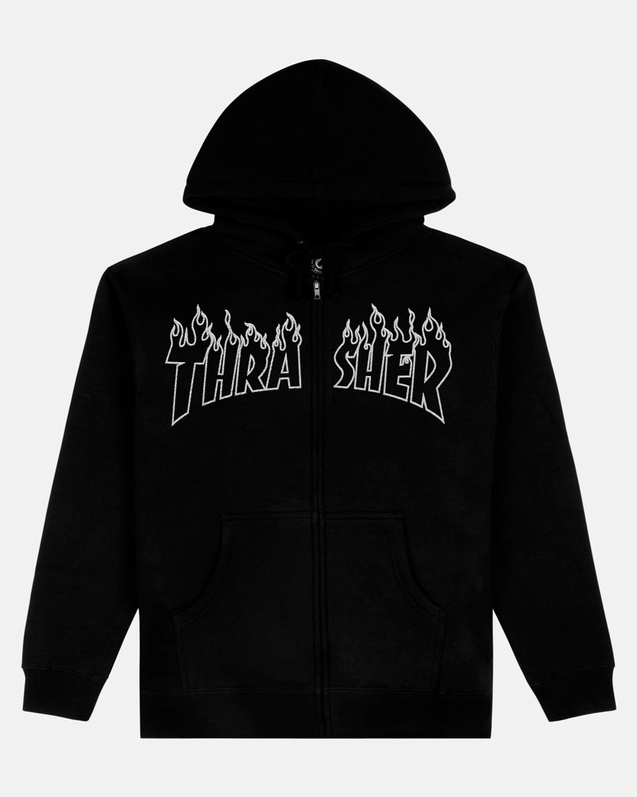 Thrasher Flame Embroidered Zip Hood