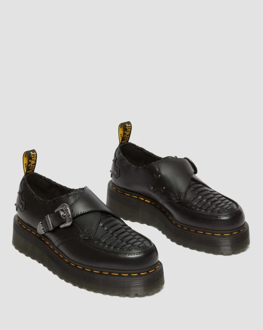 Dr Martens Ramsey Quad Monk Creepers - Black Smooth