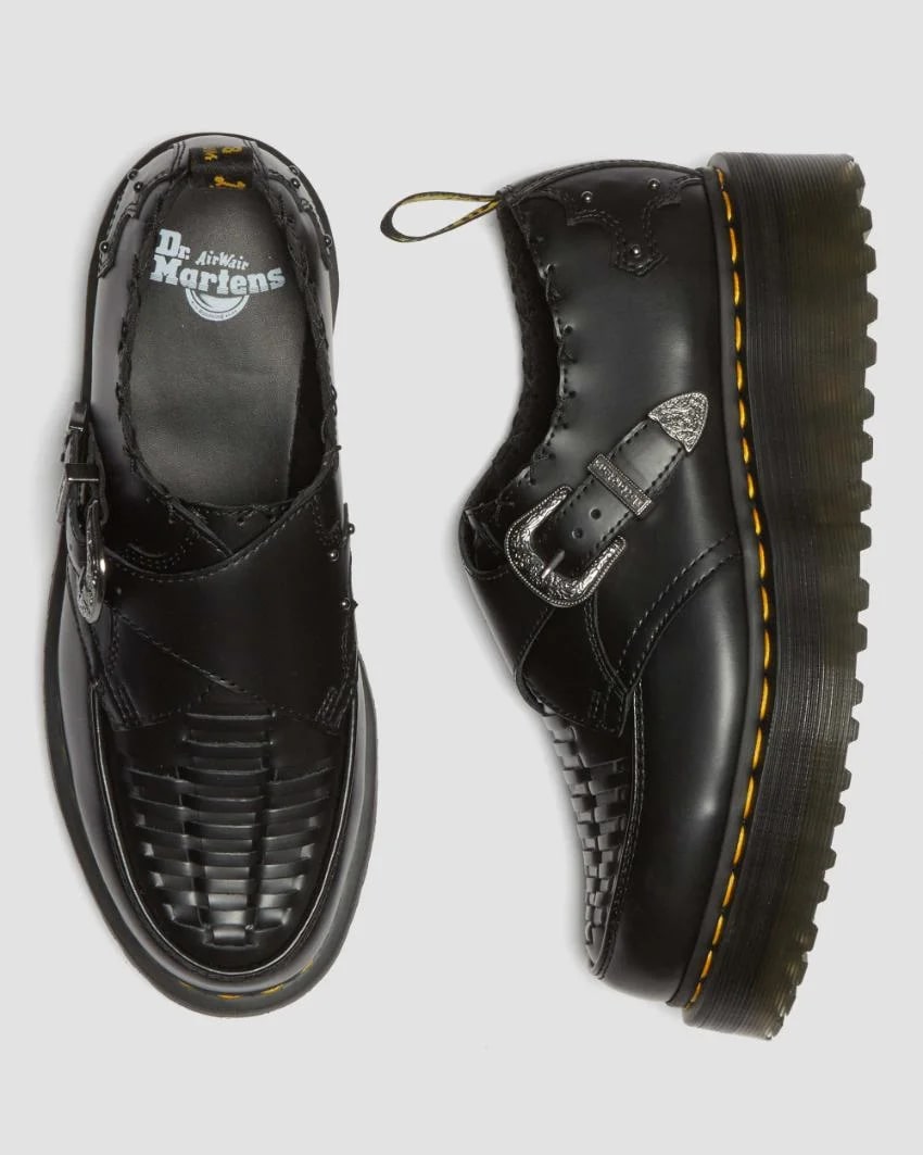 Dr Martens Ramsey Quad Monk Creepers - Black Smooth
