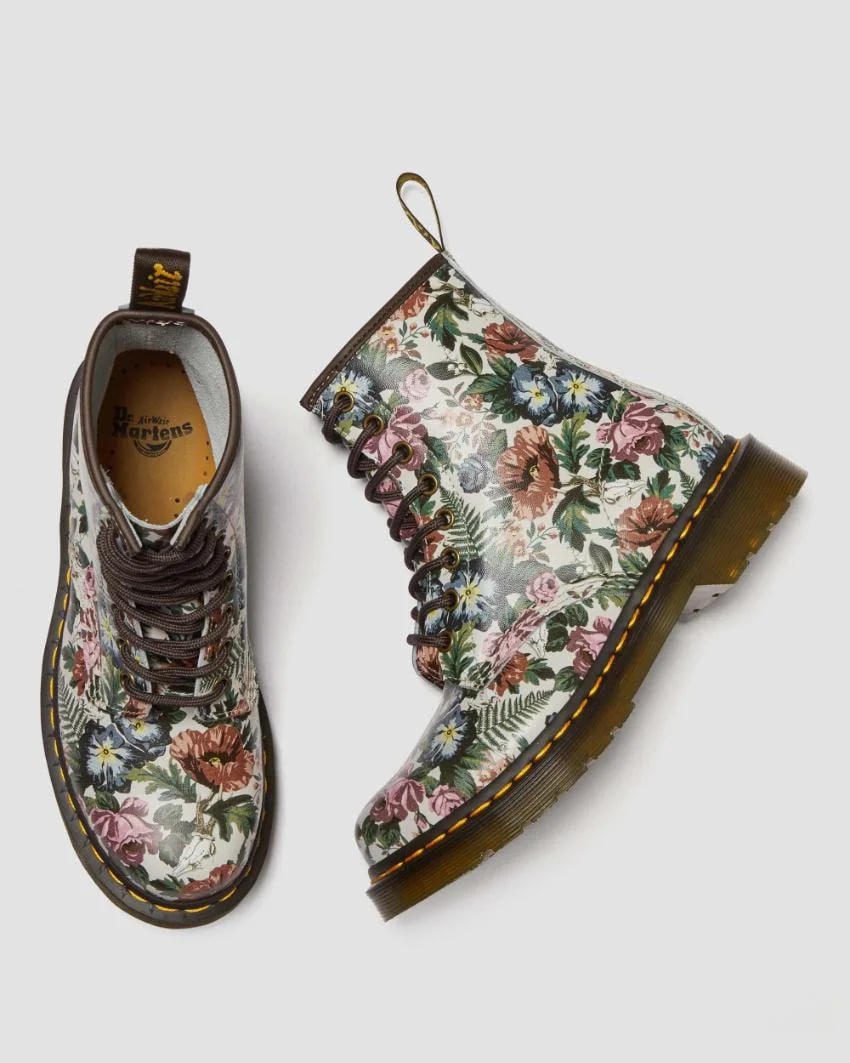 Dr Martens 1460 Smooth English Garden Print Leather Lace Up Boots