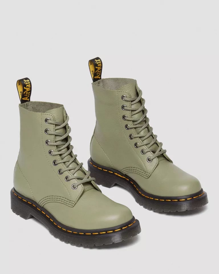 Dr Martens 1460 Women's Pascal Virginia Leather Boots Muted Olive