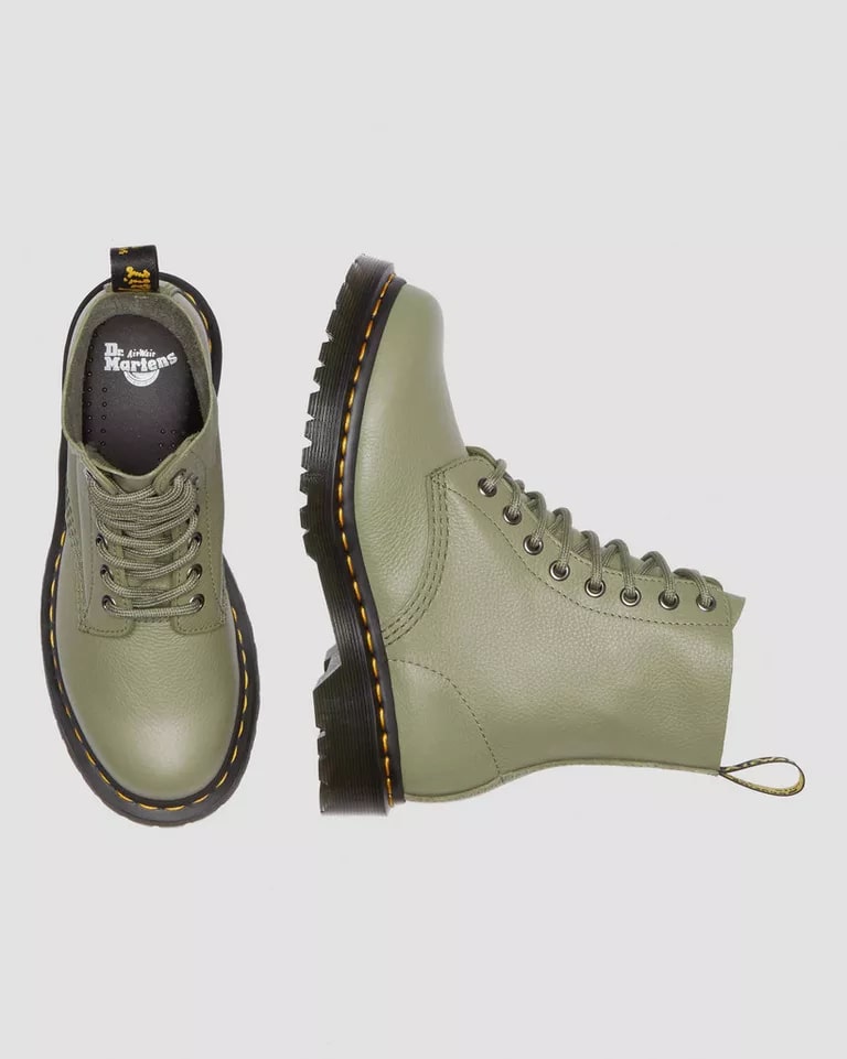 Dr Martens 1460 Women's Pascal Virginia Leather Boots Muted Olive