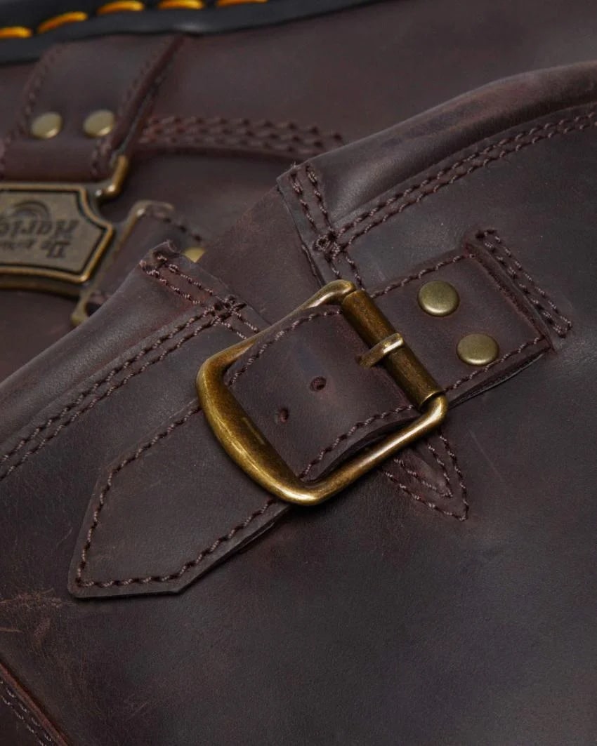 Dr. Martens Anistone Hi Pull On Boot - Dark Brown Burnished Waxy Pull Up