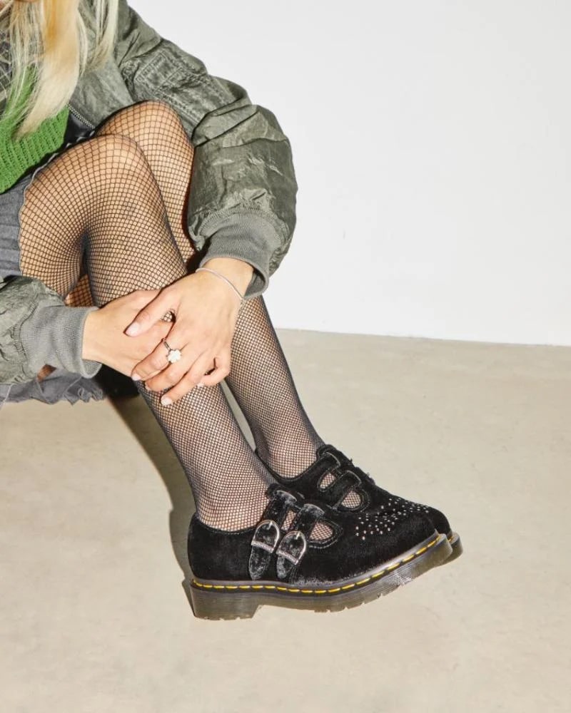 Dr. Martens 8065 Vegan Velvet Mary Jane Shoe - Black Velvet