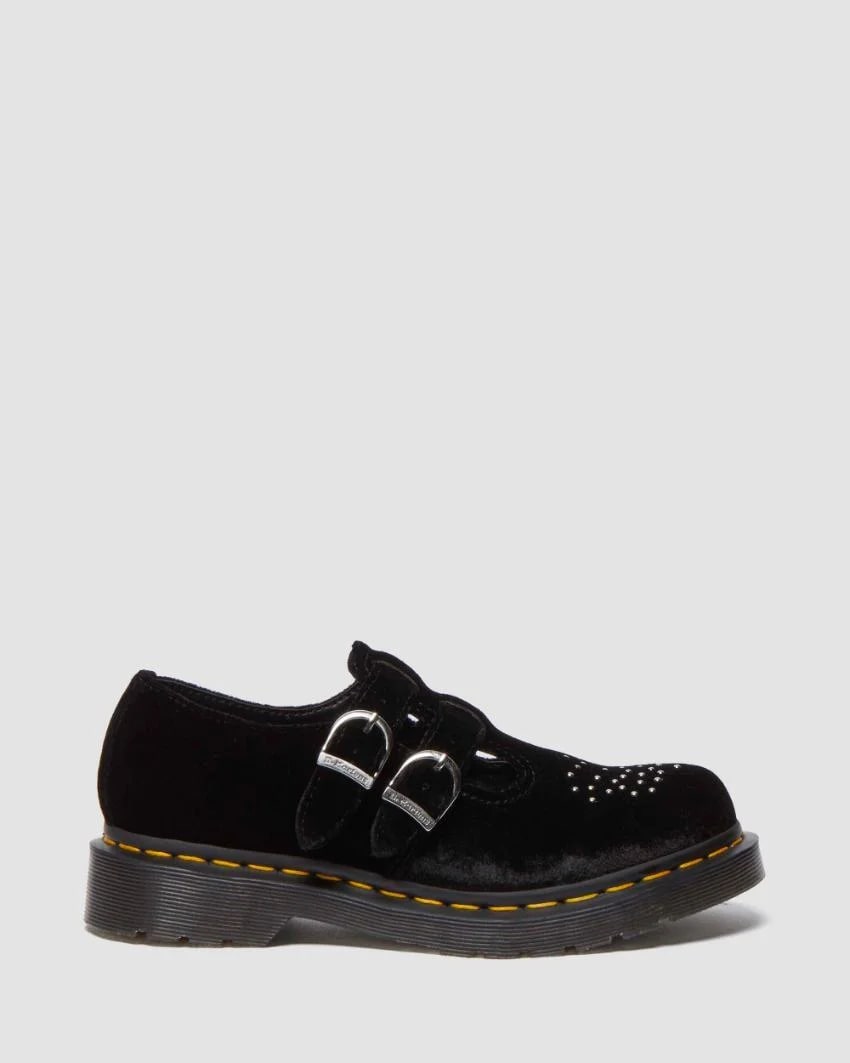 Dr. Martens 8065 Vegan Velvet Mary Jane Shoe - Black Velvet