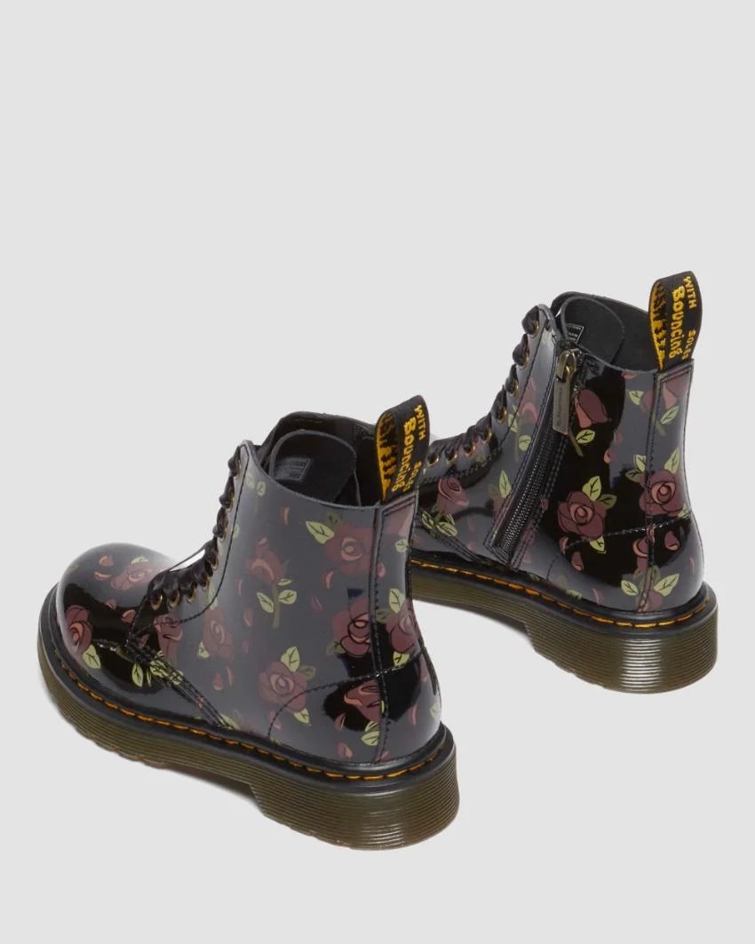 Dr. Martens Junior 1460 Pascal Boot - Decayed Rose Print Patent Lamper