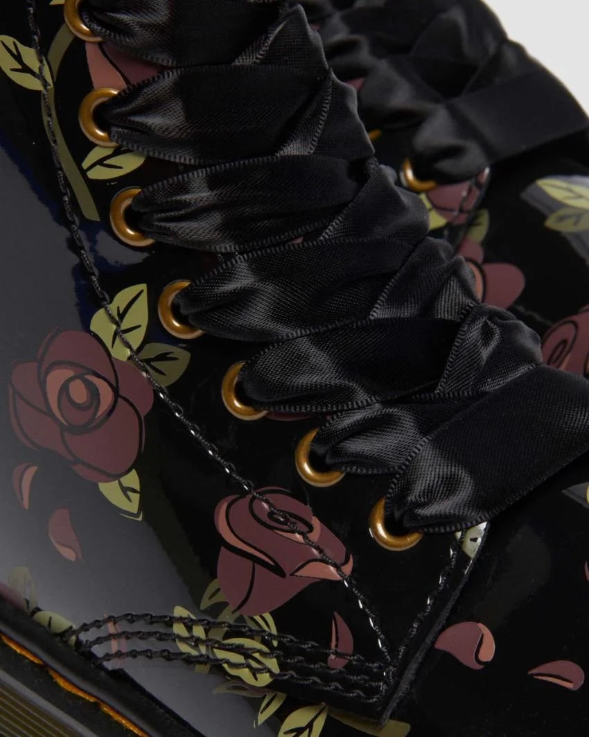 Dr. Martens Junior 1460 Pascal Boot - Decayed Rose Print Patent Lamper