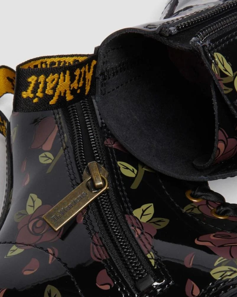 Dr. Martens Junior 1460 Pascal Boot - Decayed Rose Print Patent Lamper