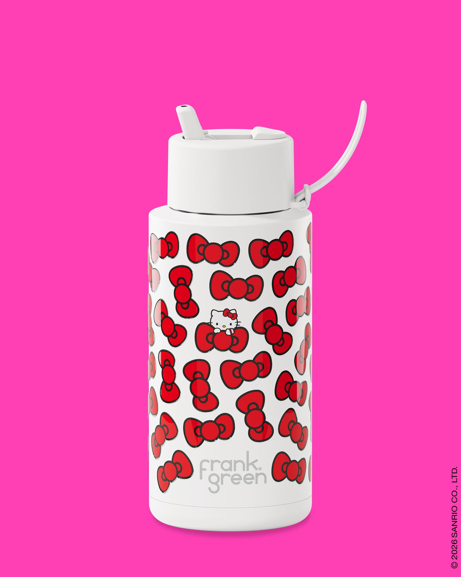 Frank Green Hello Kitty Bow Edition Ceramic Reusable Bottle with Flip Straw Lid 1000ml (34oz)