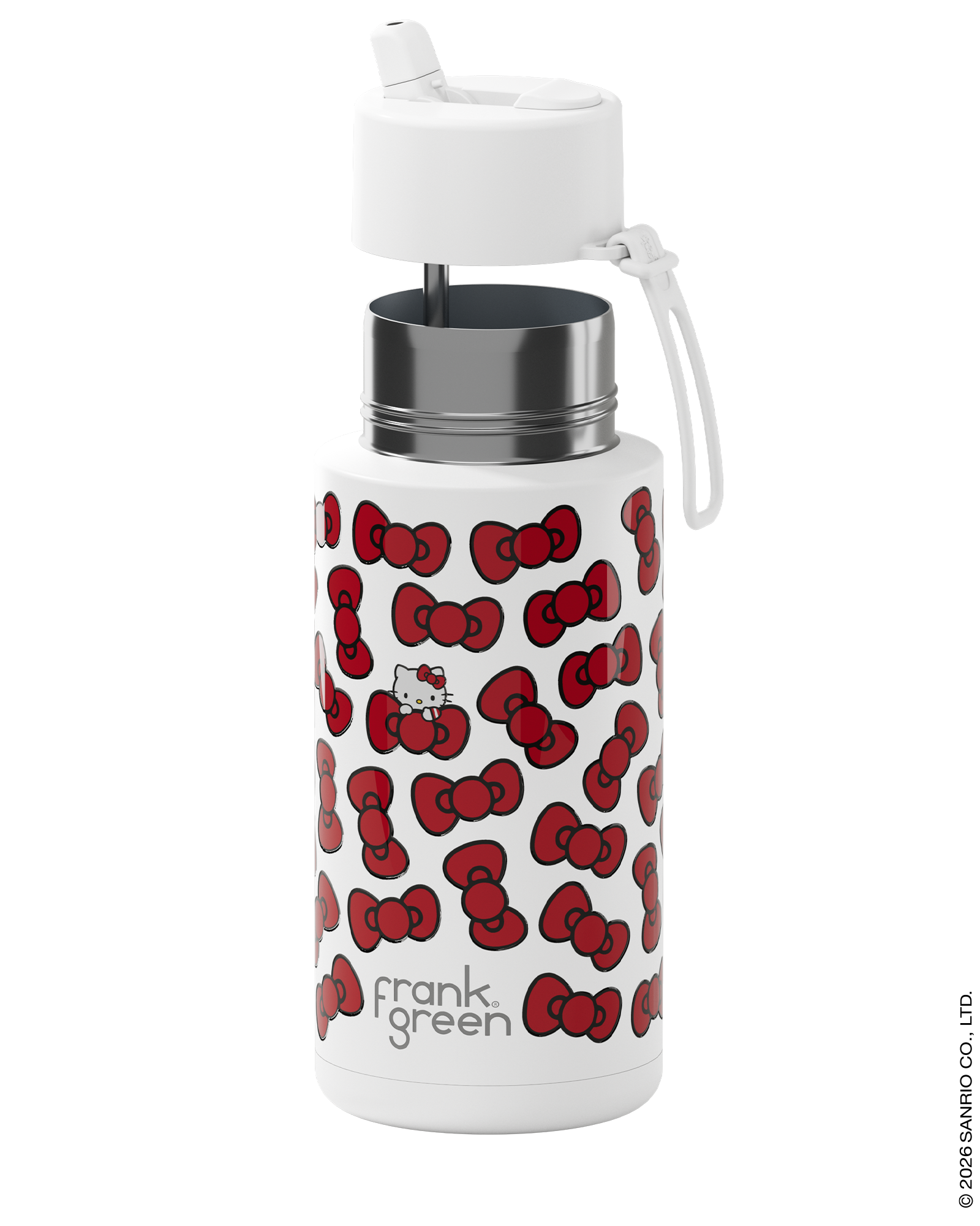 Frank Green Hello Kitty Bow Edition Ceramic Reusable Bottle with Flip Straw Lid 1000ml (34oz)