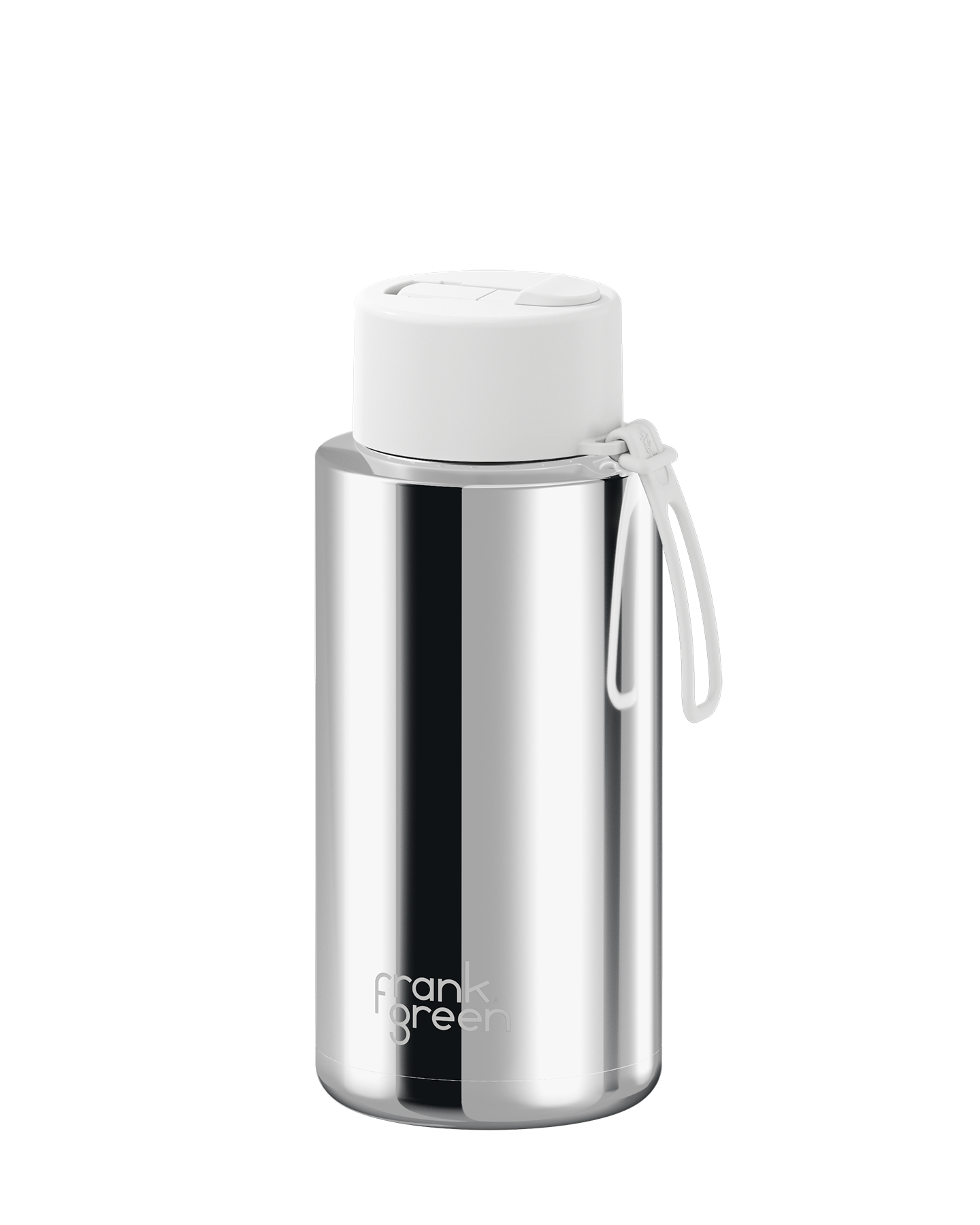 Frank Green Chrome Silver Ceramic Reusable Bottle with Cloud Flip Straw Lid 1000ml (34oz)