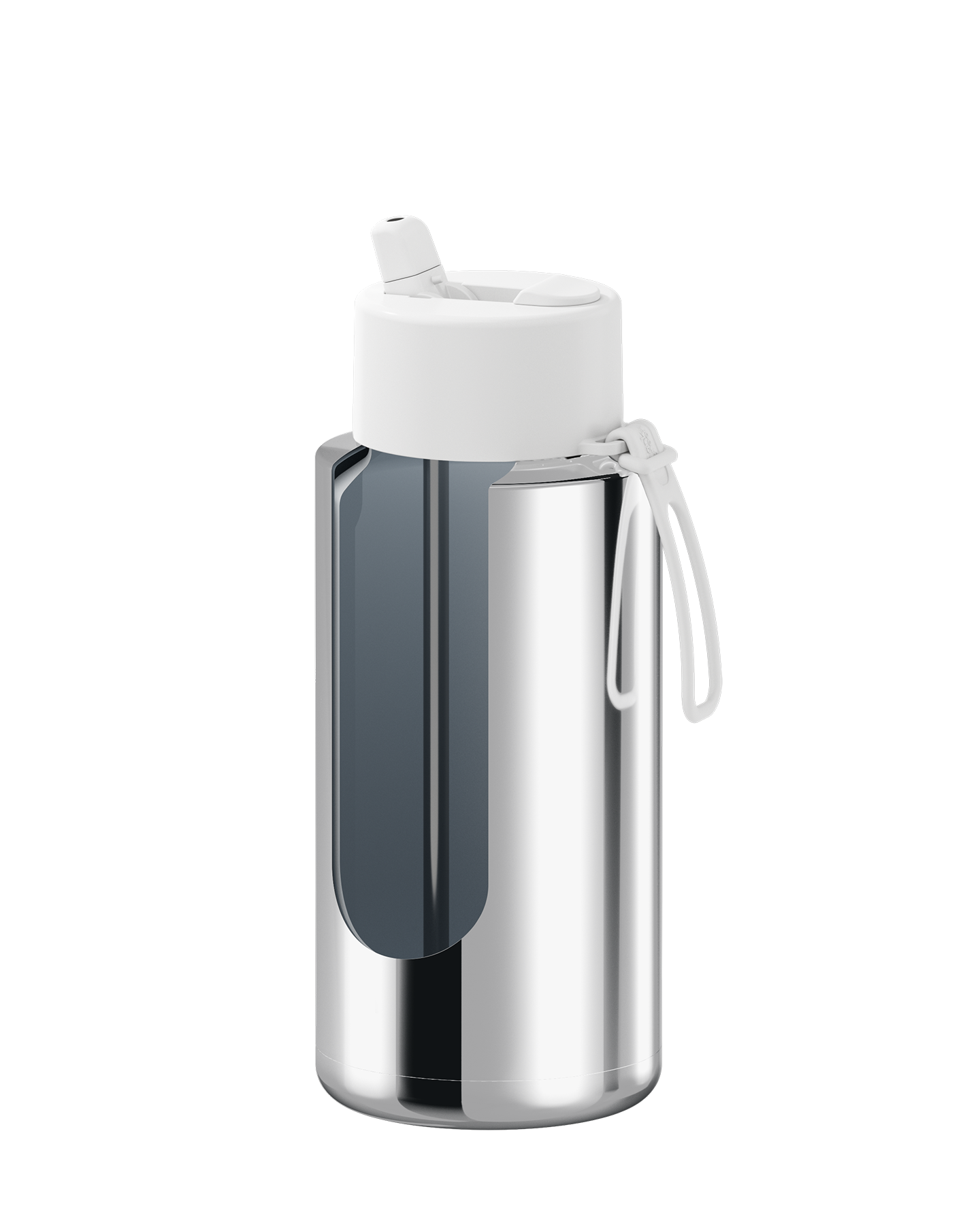 Frank Green Chrome Silver Ceramic Reusable Bottle with Cloud Flip Straw Lid 1000ml (34oz)