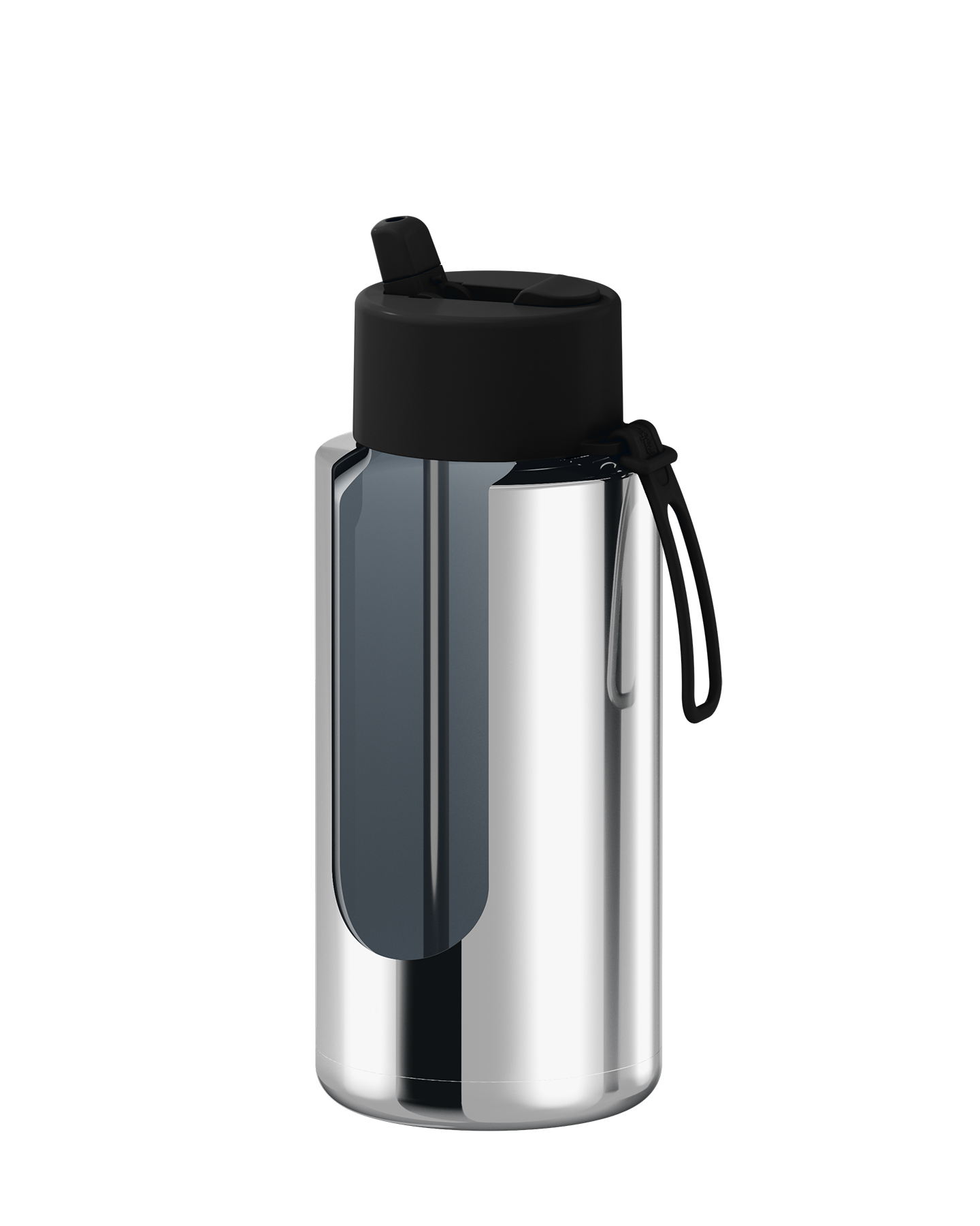 Frank Green Chrome Silver Ceramic Reusable Bottle with Midnight Flip Straw Lid 1000ml (34oz)