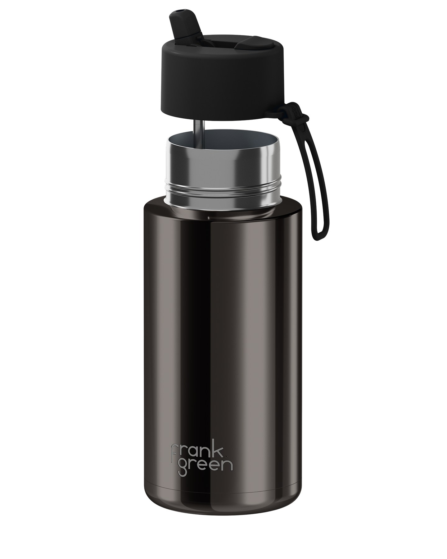 Frank Green Shadow Chrome Ceramic Reusable Bottle with Flip Straw Lid 1000ml (34oz)