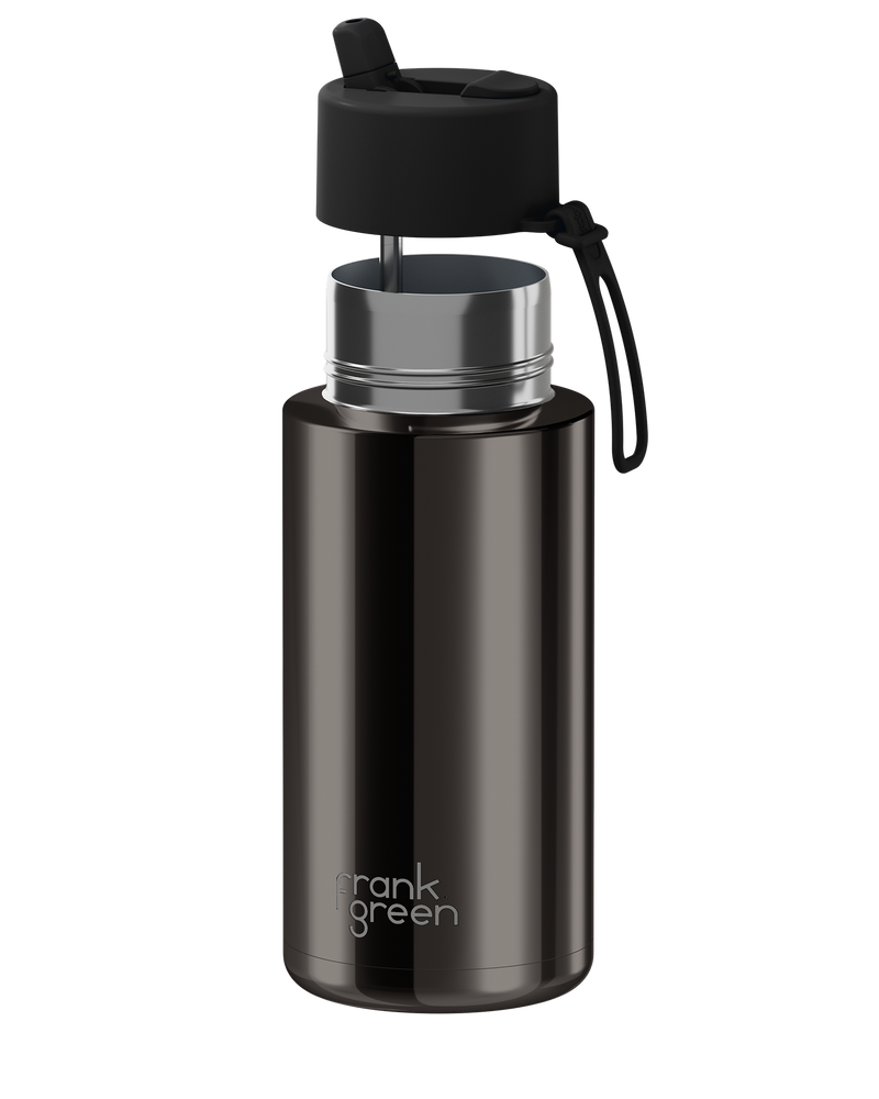 Frank Green Shadow Chrome Ceramic Reusable Bottle with Flip Straw Lid 1000ml (34oz)