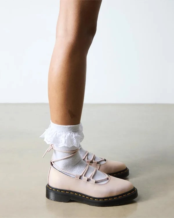 Dr. Martens Elphie II Lace Up Shoe - Powder Pink/Gold Shift Leather