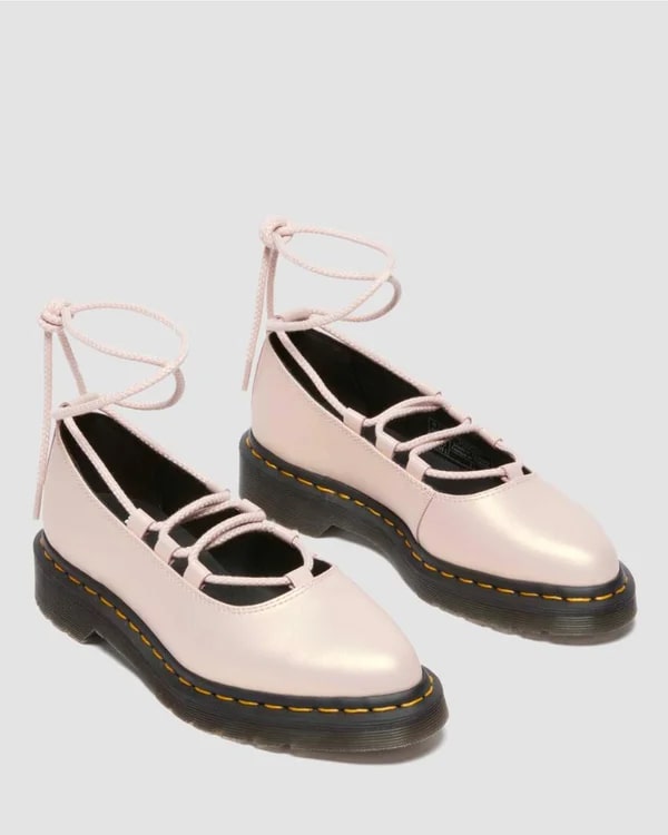 Dr. Martens Elphie II Lace Up Shoe - Powder Pink/Gold Shift Leather