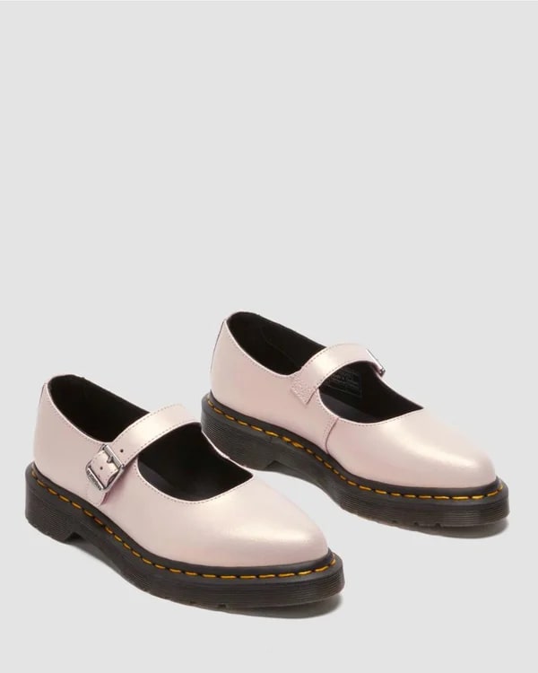 Dr. Martens Elphie Mary Jane Shoe - Powder Pink / Gold Shift Leather