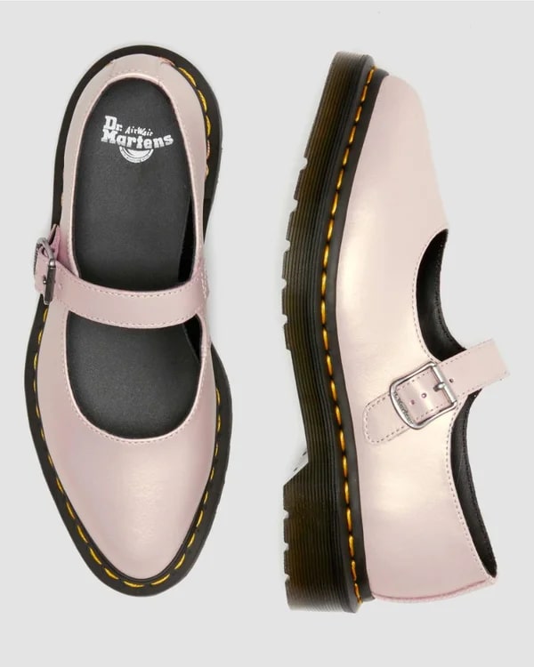 Dr. Martens Elphie Mary Jane Shoe - Powder Pink / Gold Shift Leather