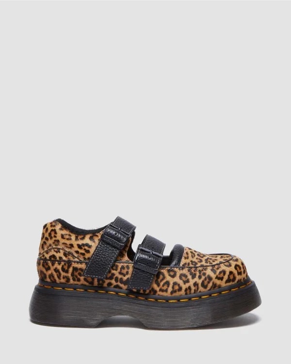 Dr. Martens Buzz Mary Jane Shoe - Light Tan / Mini Leopard Spot Hair On