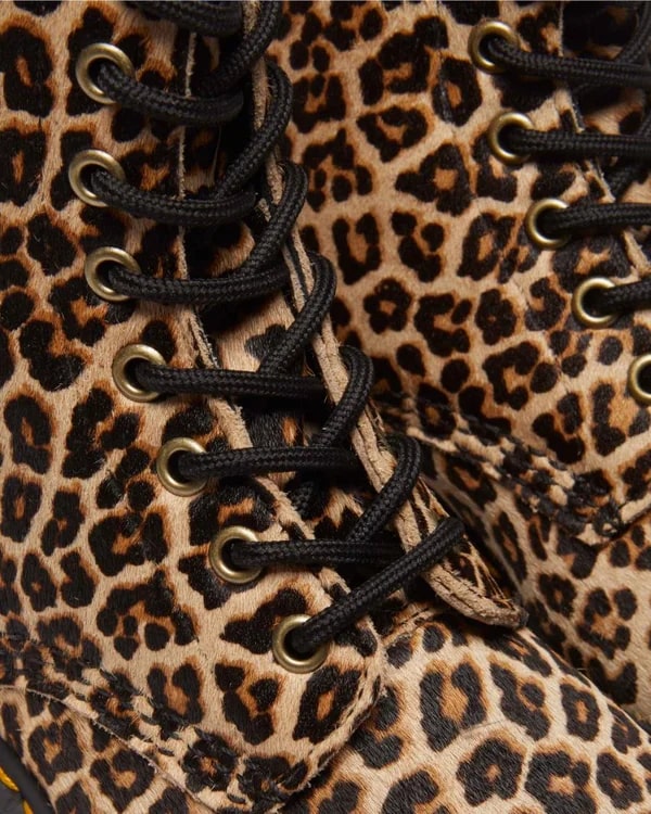 Dr. Martens 1460 Pascal 8 Eye Boot - Light Tan Mini Leopard Spot Hair On