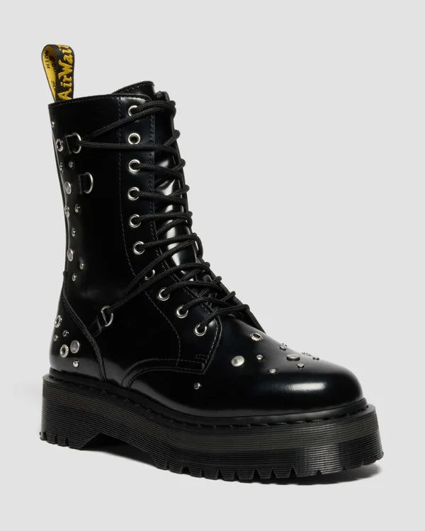Dr. Martens Jadon Hi HDW Studded 10 Eye Boot - Black Buttero
