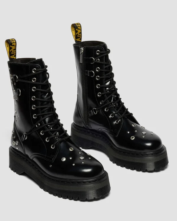 Dr. Martens Jadon Hi HDW Studded 10 Eye Boot - Black Buttero