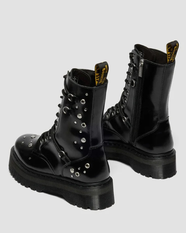 Dr. Martens Jadon Hi HDW Studded 10 Eye Boot - Black Buttero