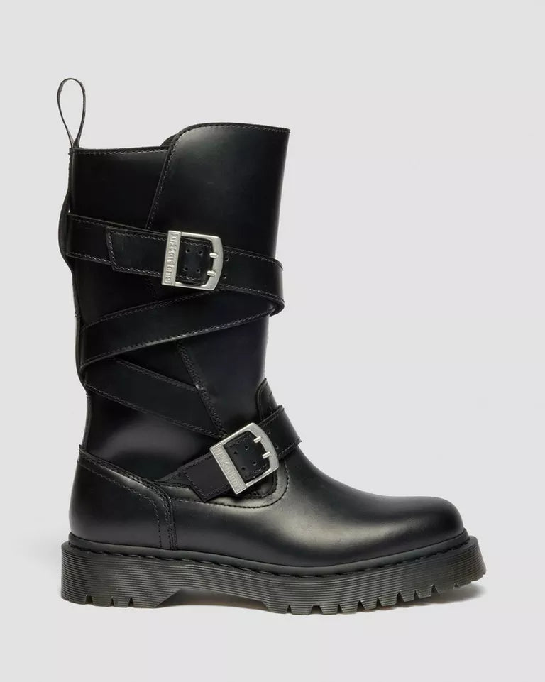 Dr. Martens Anistone Strap High Leather Boot - Black Orleans