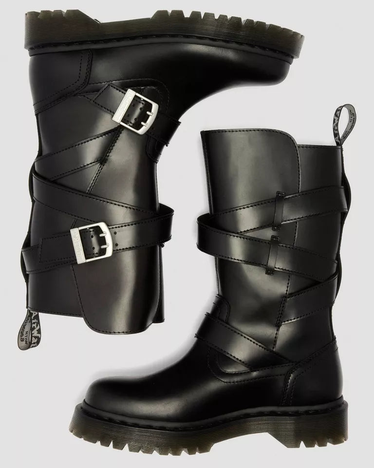 Dr. Martens Anistone Strap High Leather Boot - Black Orleans