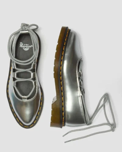 Dr. Martens Elphie II Lace Up Shoe - Silver Metallic Patent Lamper
