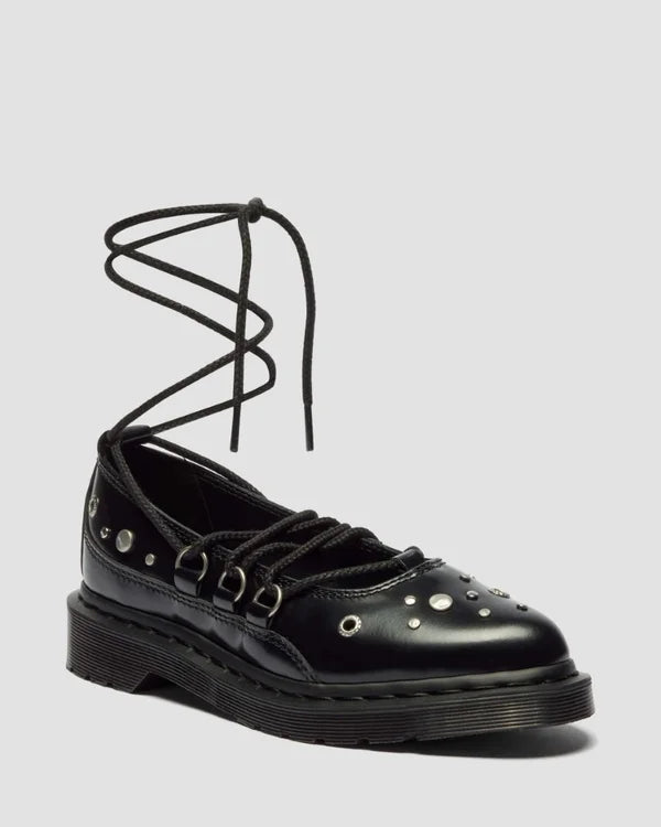Dr. Martens Elphie II HDW Studded Lace Up Shoe - Black Buttero