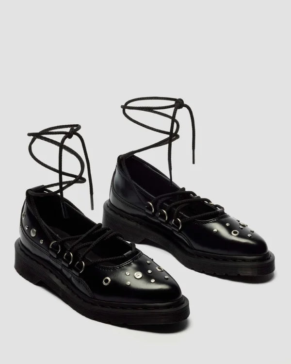 Dr. Martens Elphie II HDW Studded Lace Up Shoe - Black Buttero