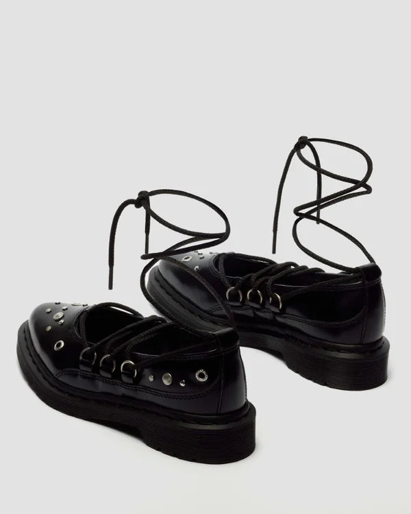 Dr. Martens Elphie II HDW Studded Lace Up Shoe - Black Buttero