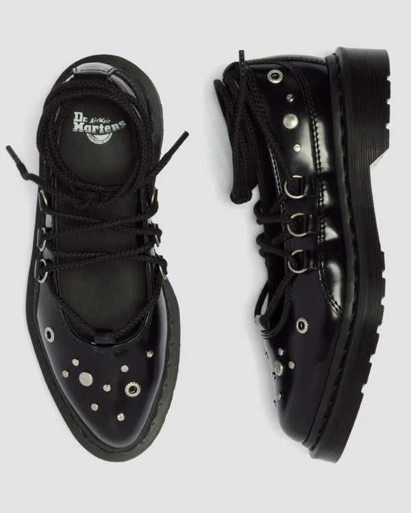 Dr. Martens Elphie II HDW Studded Lace Up Shoe - Black Buttero
