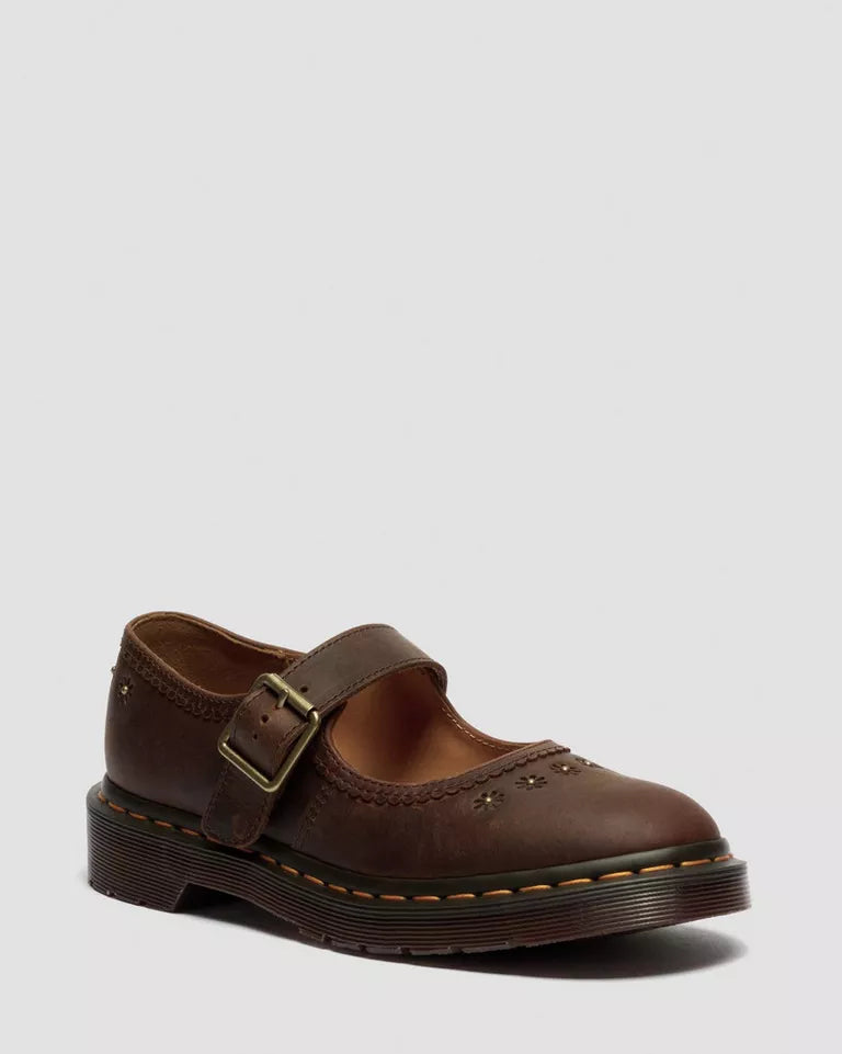 Dr. Martens Mary Jane Flower - Dark Brown Crazy Horse
