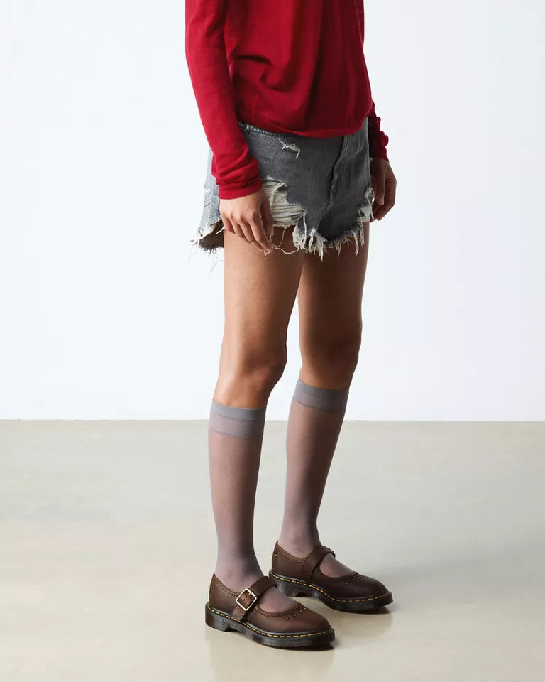 Dr. Martens Mary Jane Flower - Dark Brown Crazy Horse