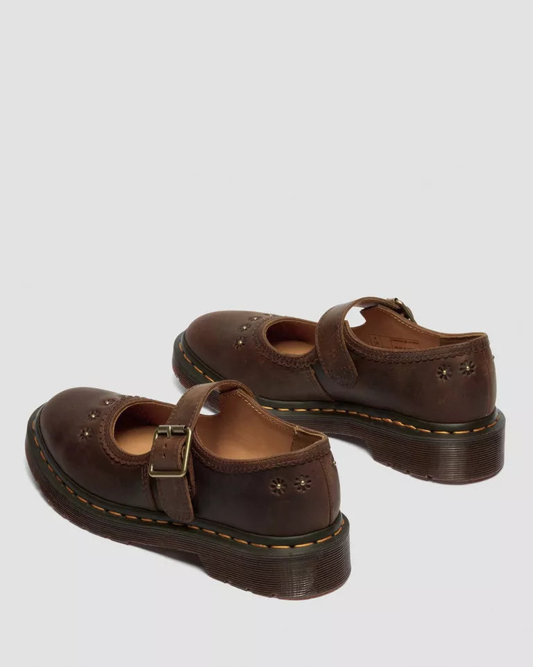 Dr. Martens Mary Jane Flower - Dark Brown Crazy Horse