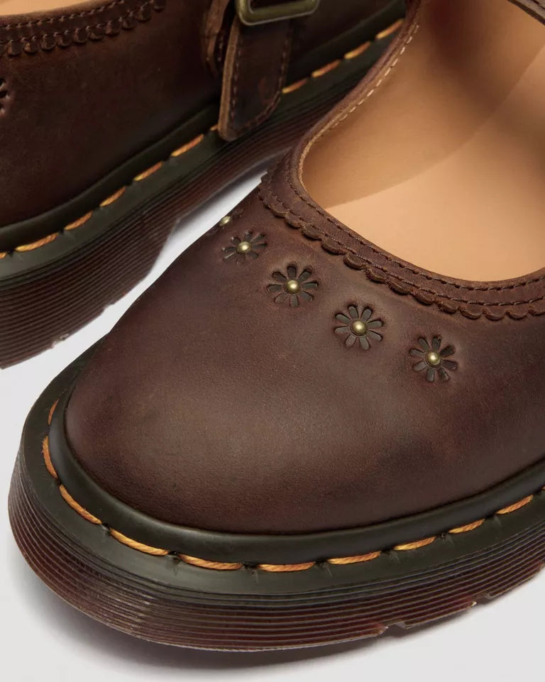 Dr. Martens Mary Jane Flower - Dark Brown Crazy Horse