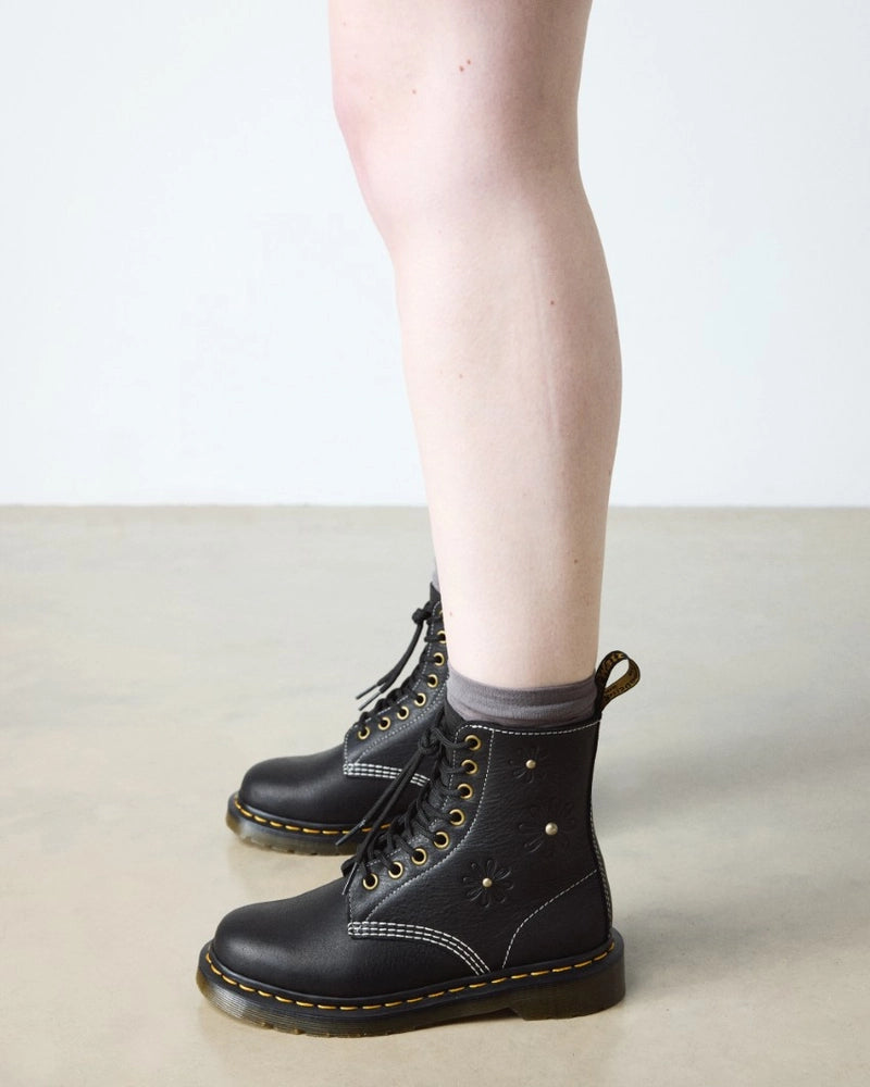 Dr. Martens 1460 Pascal Flower 8 Eye Boot - Black Grizzly