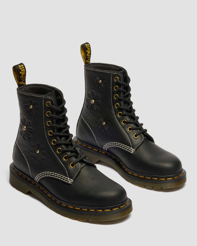 Dr. Martens 1460 Pascal Flower 8 Eye Boot - Black Grizzly