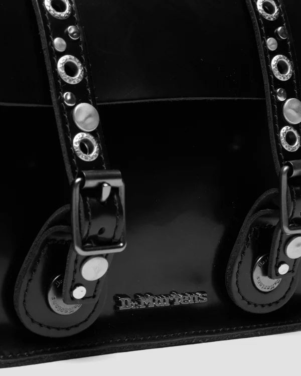 Dr. Martens 7" Leather Studded Satchel - Black Polished Smooth