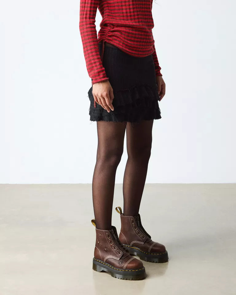 Dr. Martens Sinclair Flower 8 Eye Platform Leather Boot - Dark Brown Grizzly