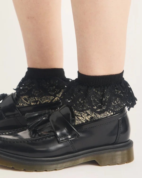 Dr. Martens Snake Frill Organic Cotton Blend Socks - Cream+Black