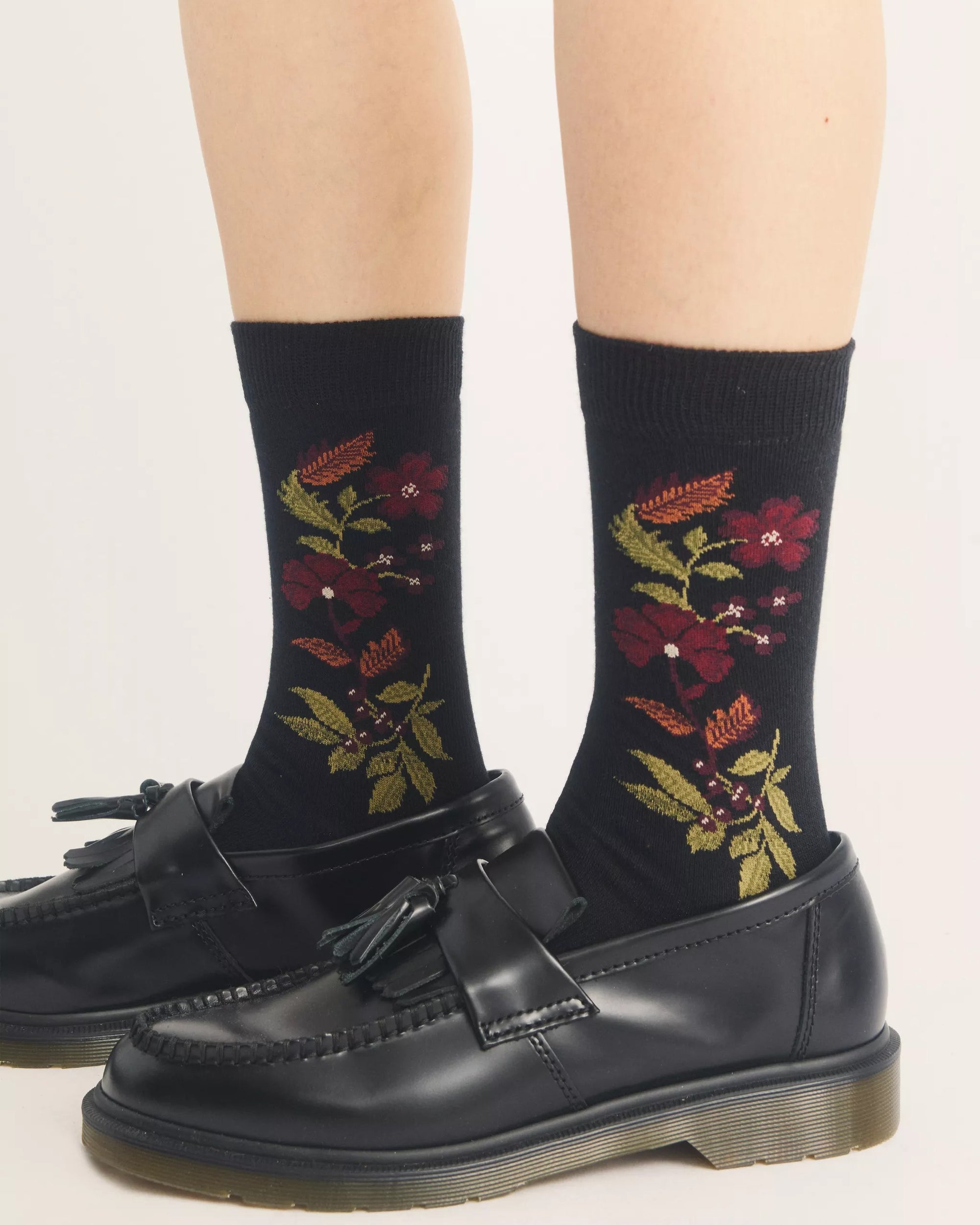Dr. Martens Floral Socks - Black Organic Cotton Blend