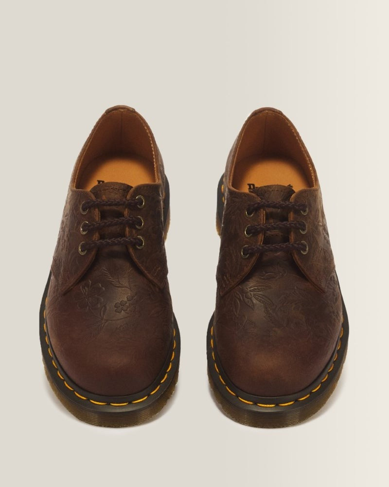 Dr. Martens 1461 Emboss Floral 3 Eye Shoe - Dark Brown Crazy Horse Floral