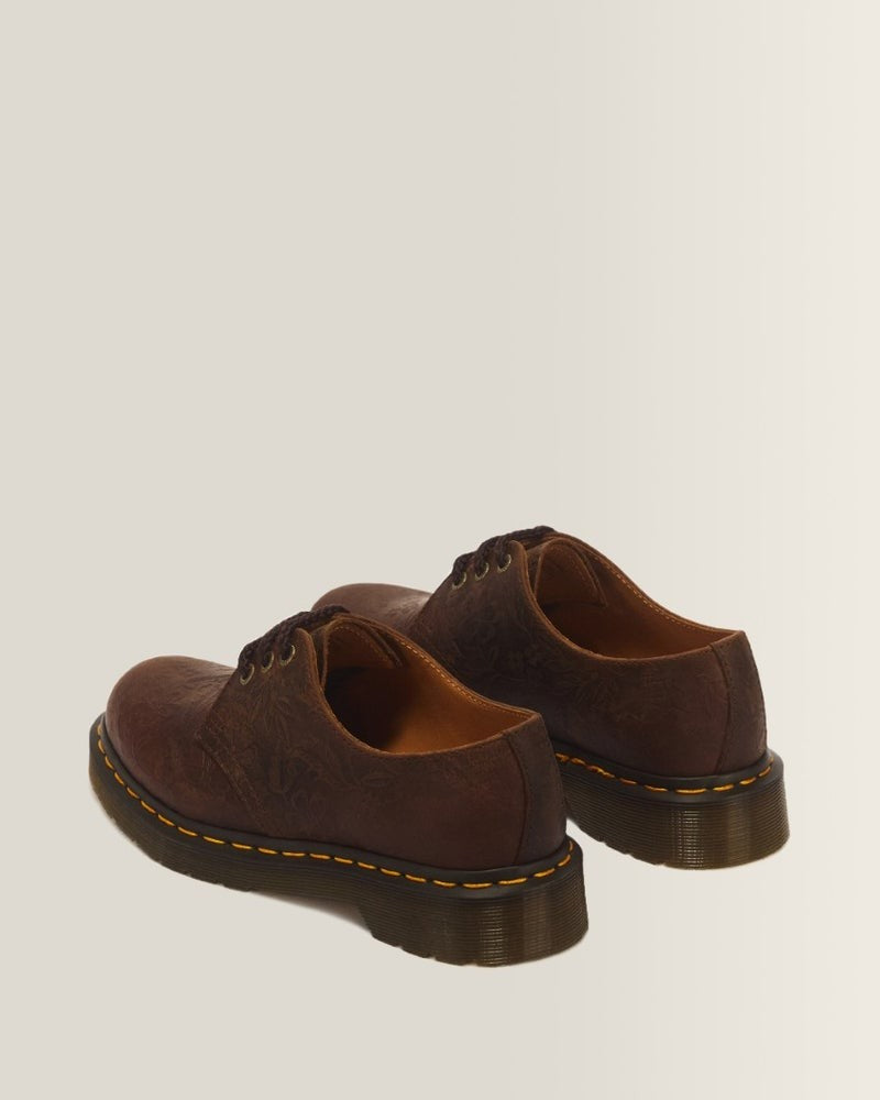 Dr. Martens 1461 Emboss Floral 3 Eye Shoe - Dark Brown Crazy Horse Floral