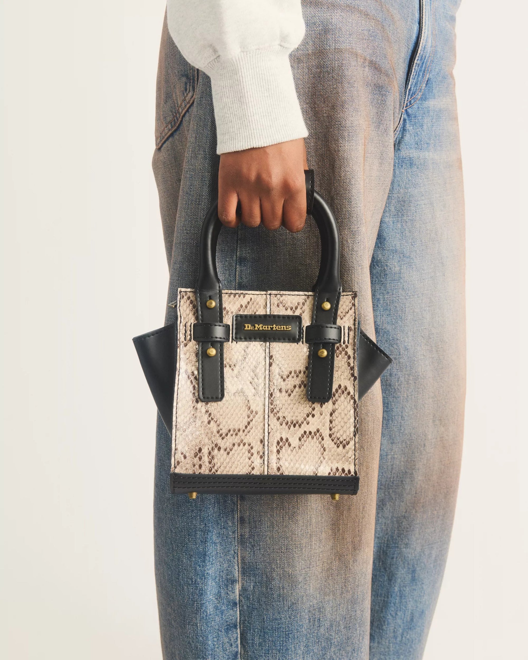 Dr. Martens XSmall Tote Bag - Cream+Black Iced Reptile Print