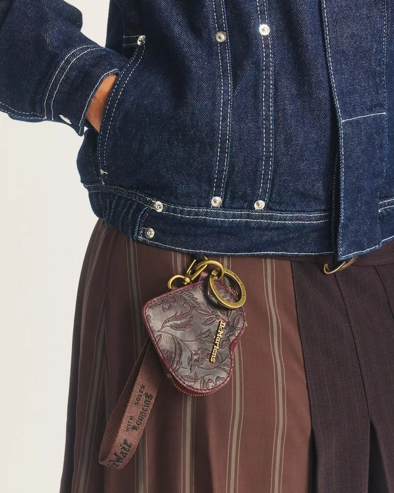 Dr. Martens Heart Purse - Cherry Red Crazy Horse Floral Emboss